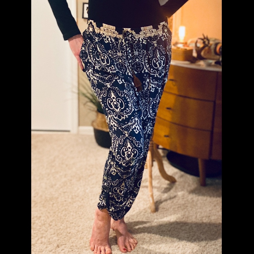 Paisley drawstring lightweight trousers